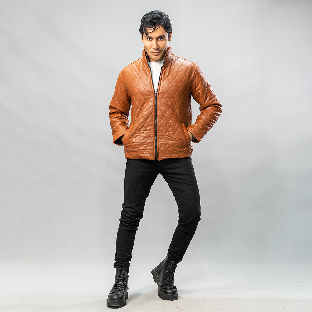 کاپشن چرم مدل 4030 قهوه ای