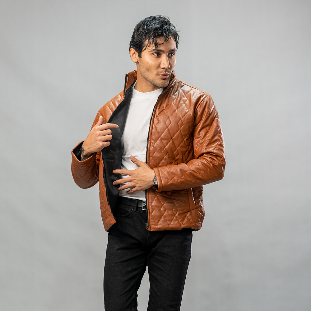 کاپشن چرم مدل 4030 قهوه ای