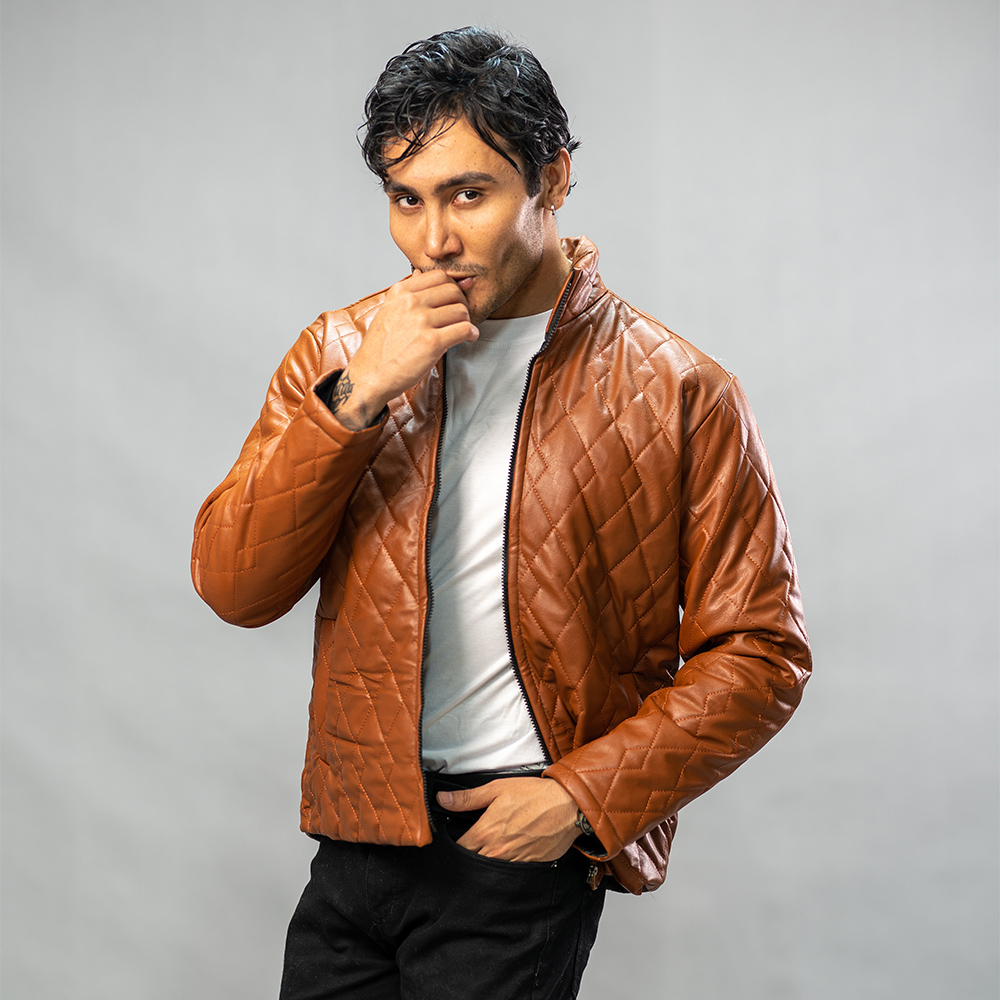 کاپشن چرم مدل 4030 قهوه ای