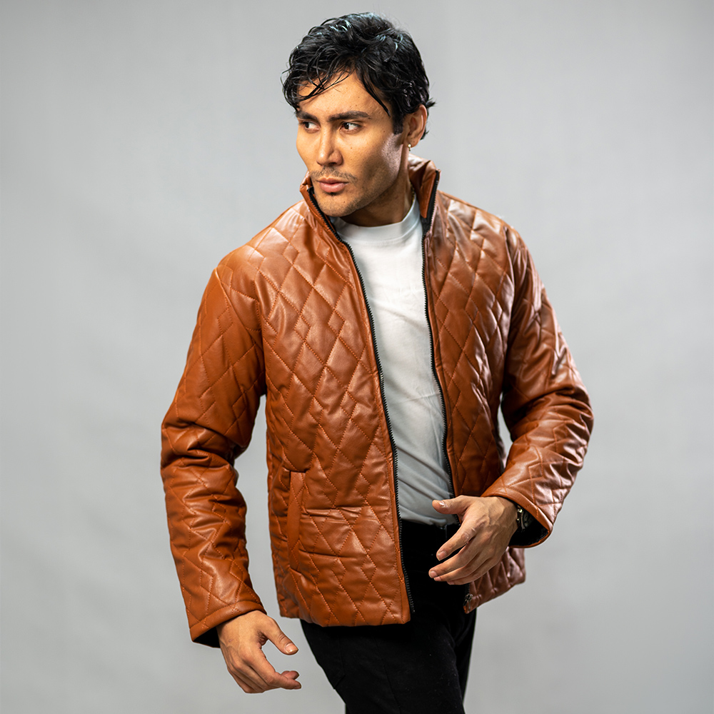 کاپشن چرم مدل 4030 قهوه ای