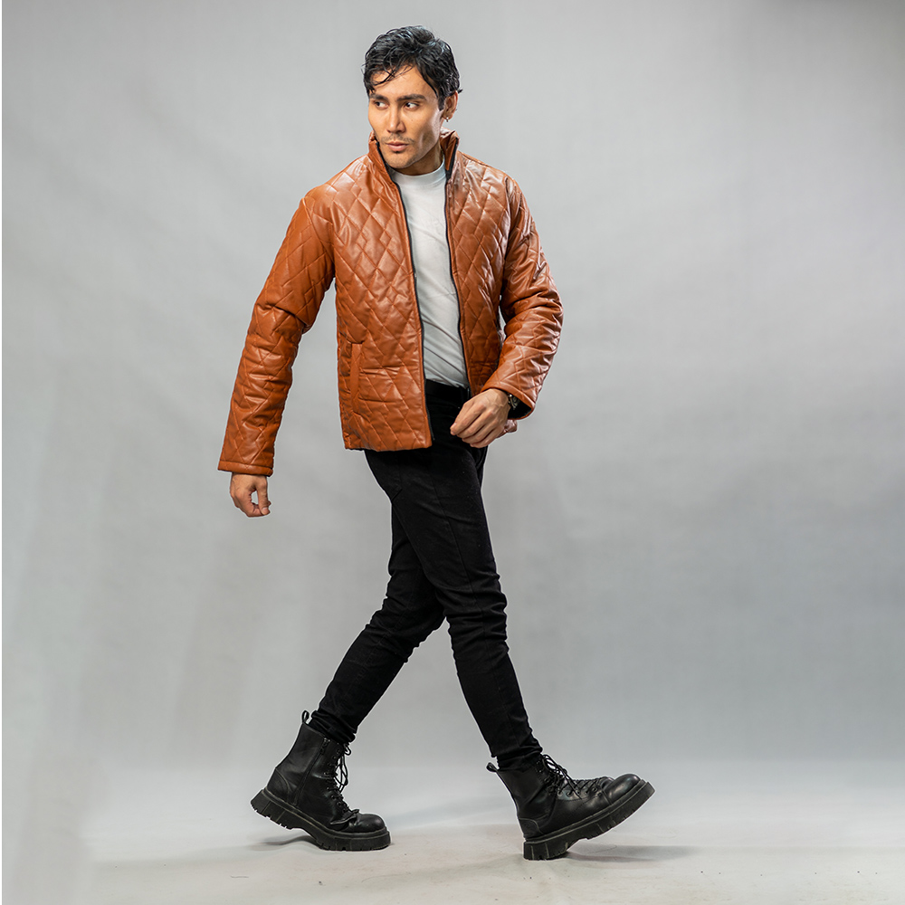 کاپشن چرم مدل 4030 قهوه ای