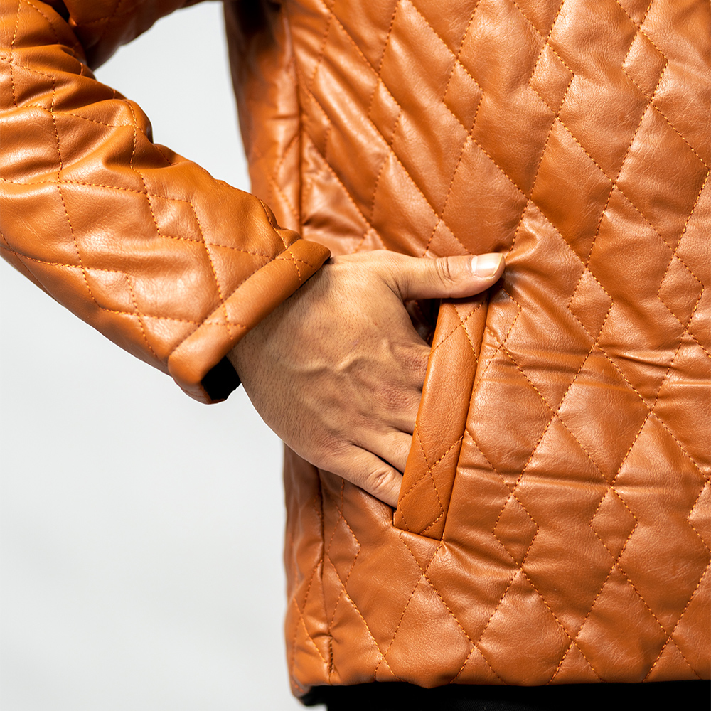 کاپشن چرم مدل 4030 قهوه ای