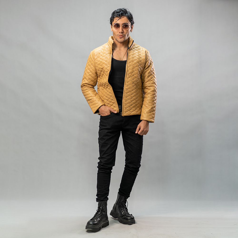 کاپشن چرم مدل سیسیل نسکافه ای