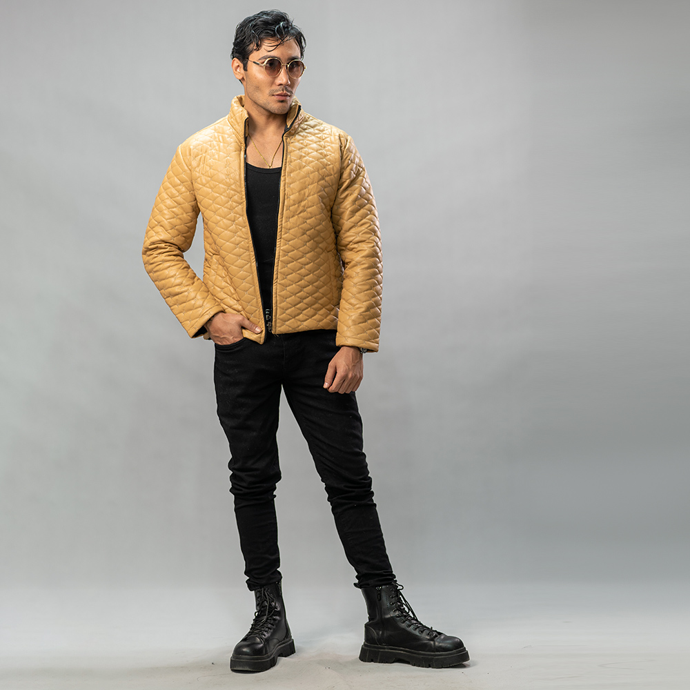 کاپشن چرم مدل سیسیل نسکافه ای