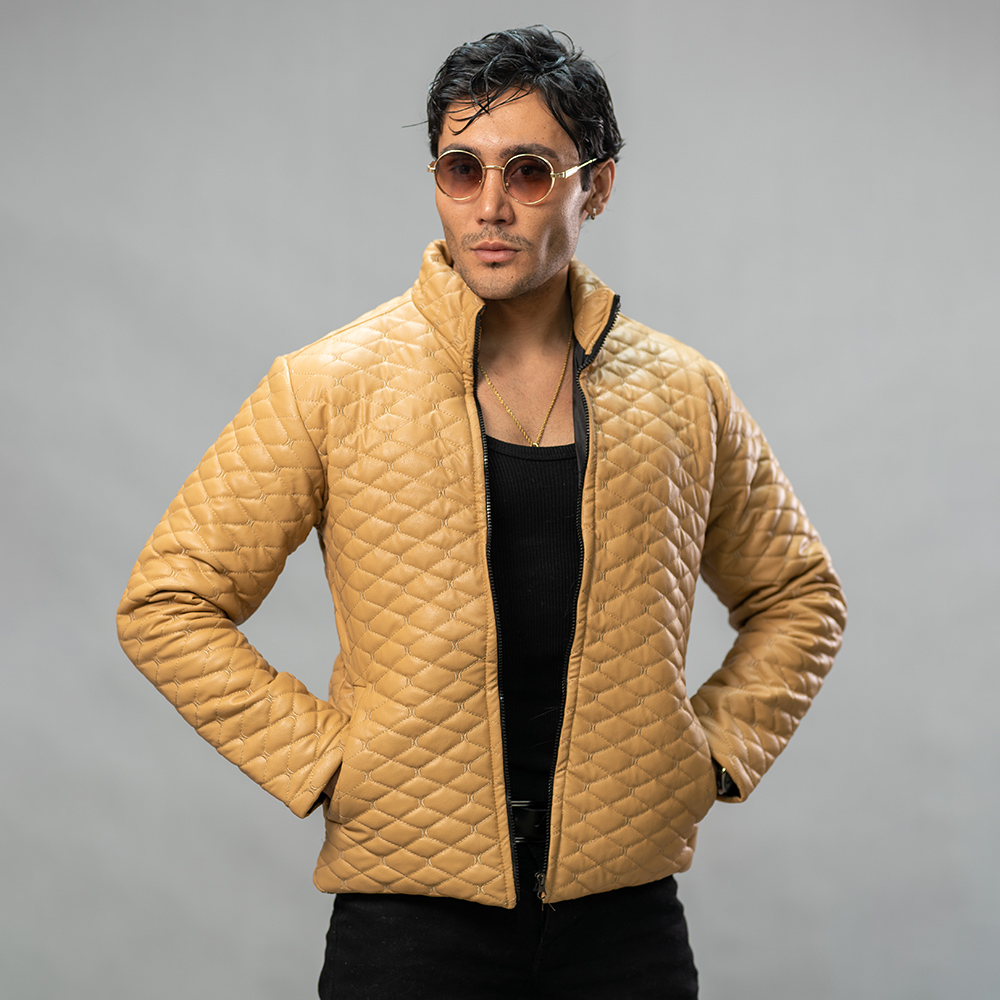 کاپشن چرم مدل سیسیل نسکافه ای