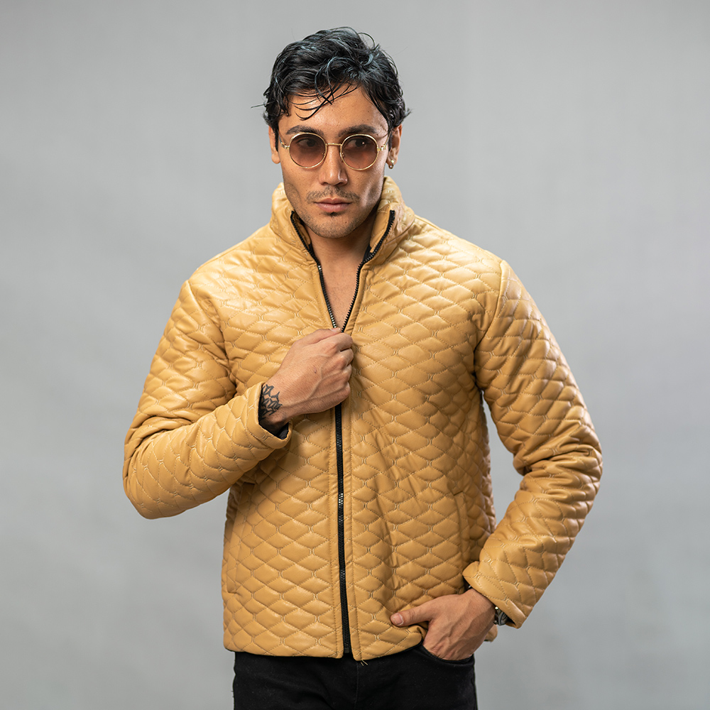 کاپشن چرم مدل سیسیل نسکافه ای