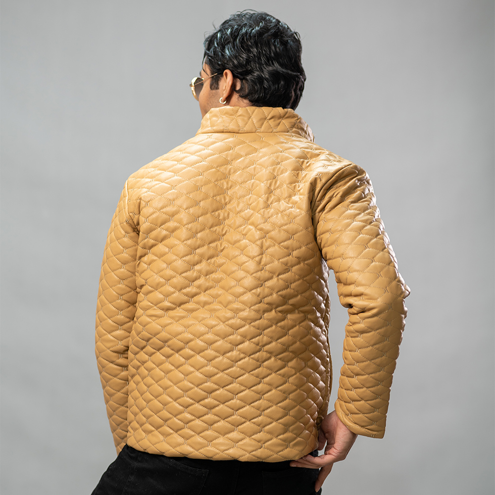 کاپشن چرم مدل سیسیل نسکافه ای