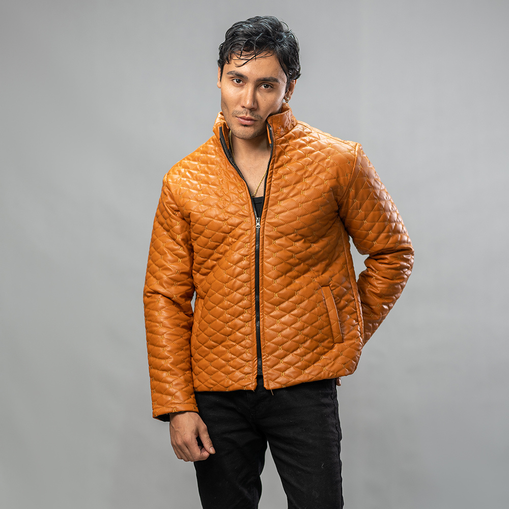 کاپشن چرم مدل سیسیل عسلی