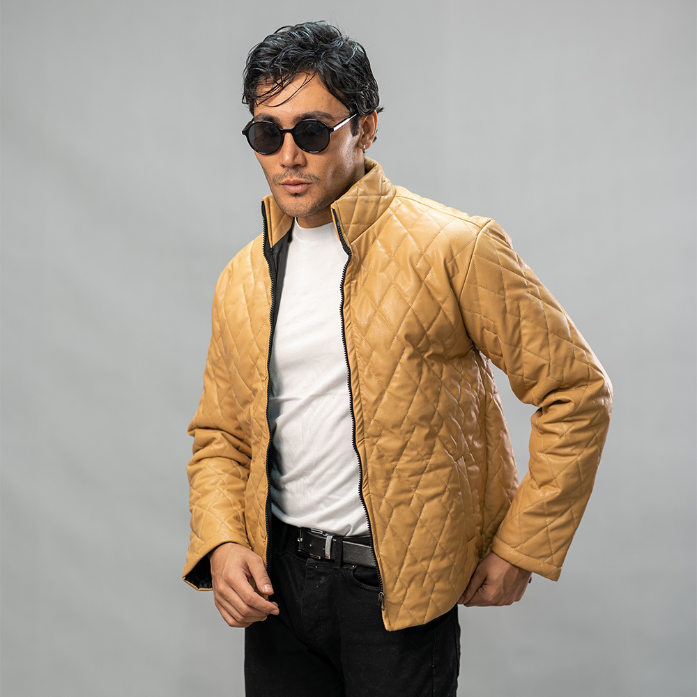 کاپشن چرم مدل 4030 نسکافه ای