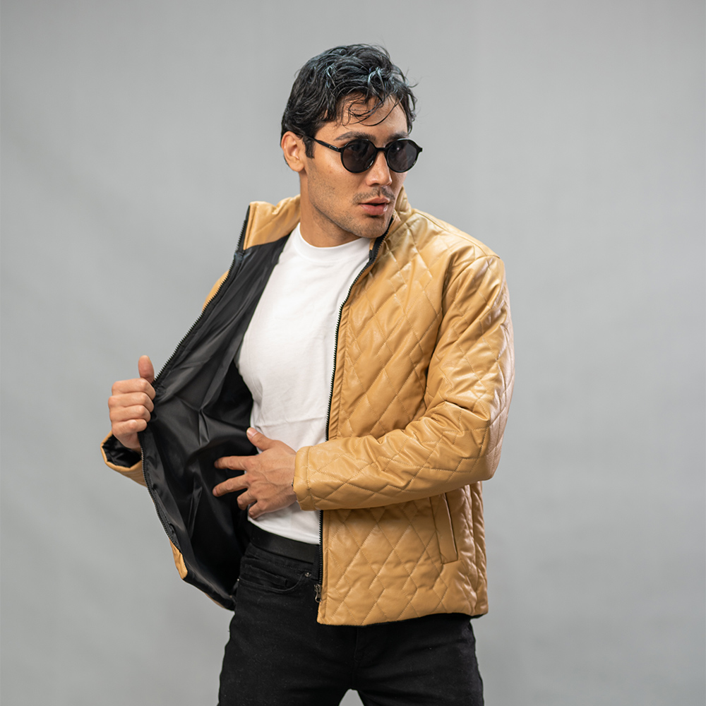 کاپشن چرم مدل 4030 نسکافه ای