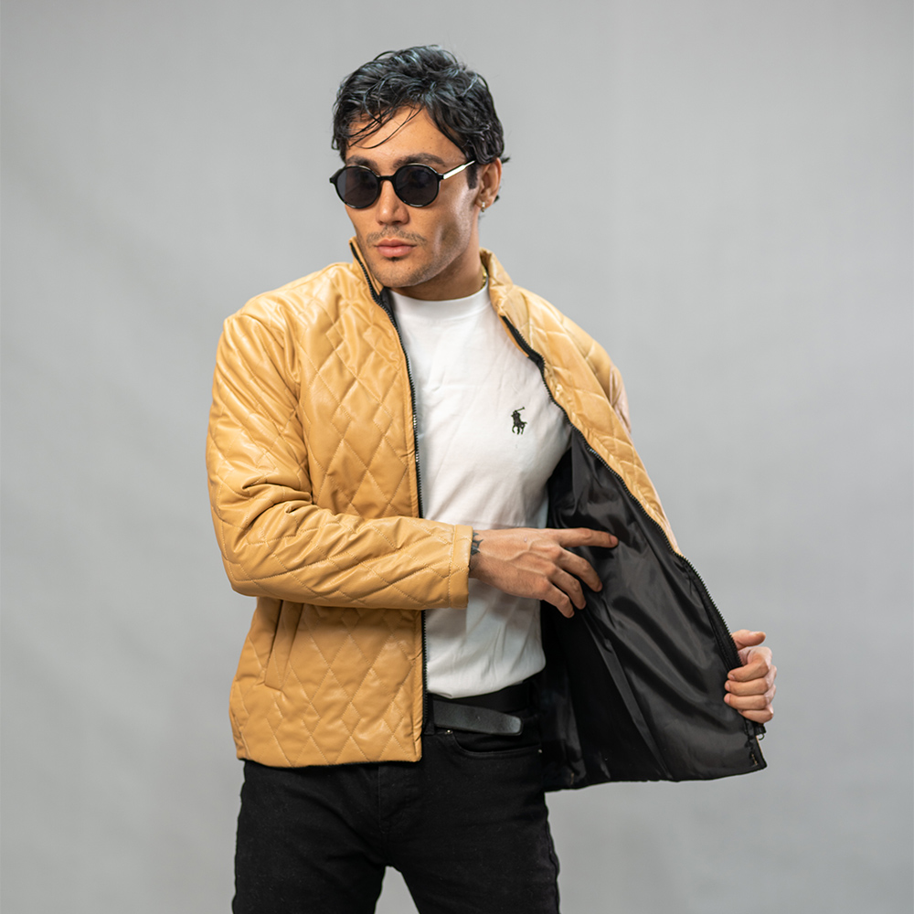 کاپشن چرم مدل 4030 نسکافه ای