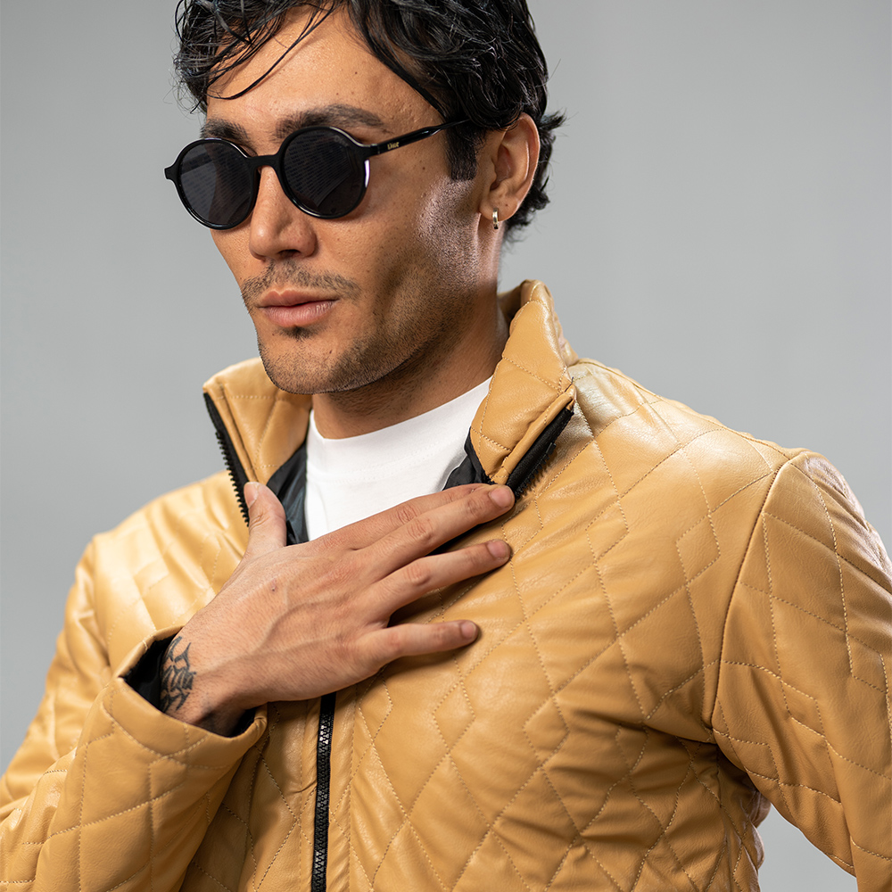 کاپشن چرم مدل 4030 نسکافه ای